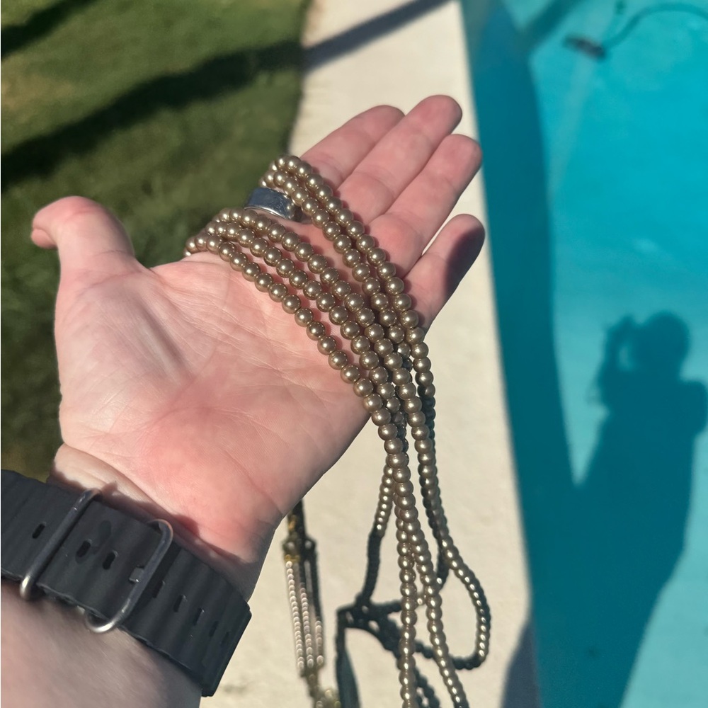 Heidi Daus art deco necklace bracelet set. Gold pearl and amber diamond clasps. - Picture 8 of 11